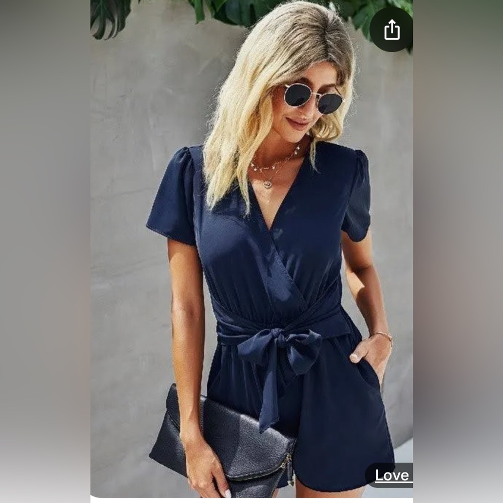 Navy Blue Wrap Romper